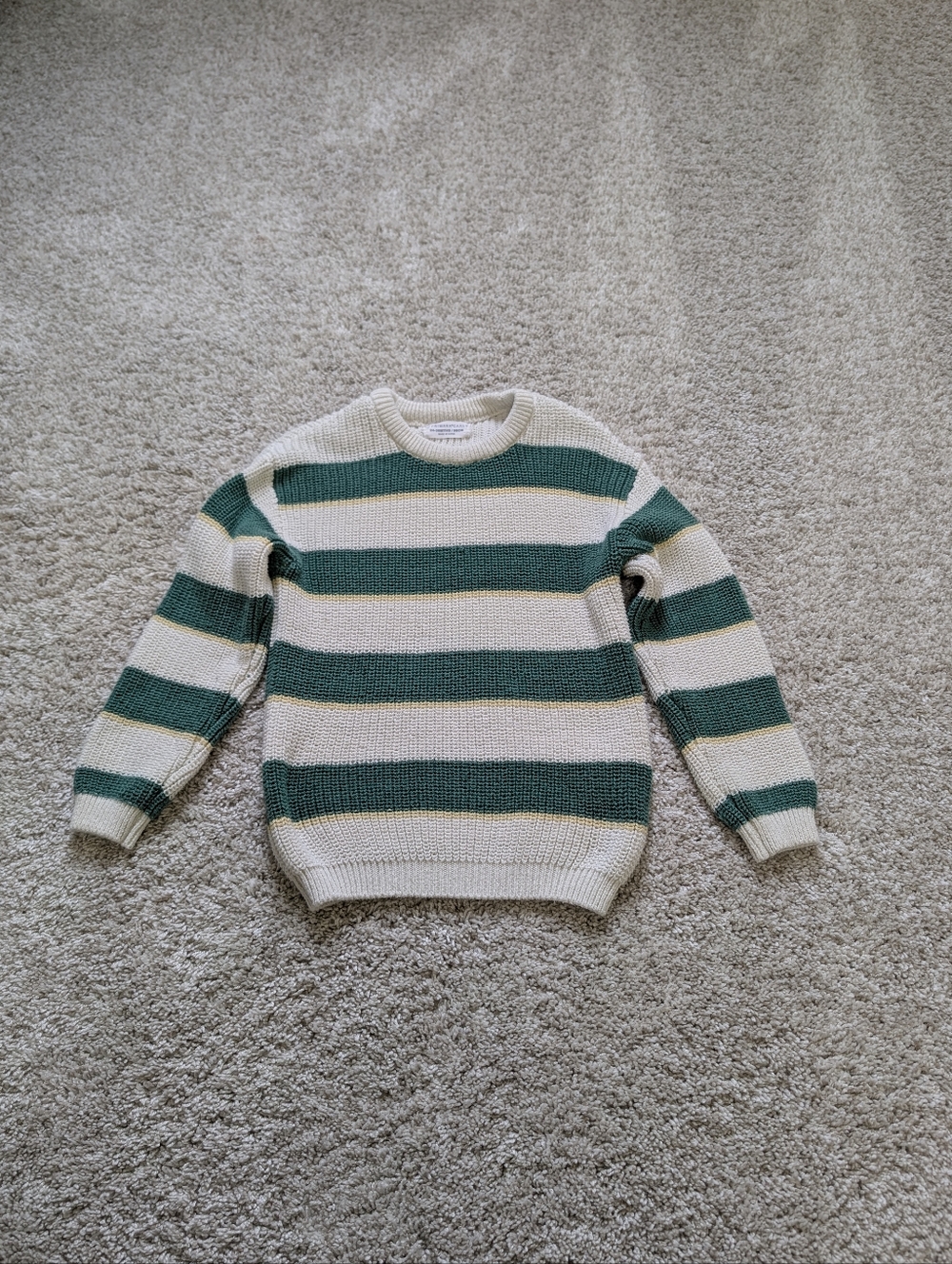 Girls Primark Cream and Green Striped Crewneck Sweater - 36 Months